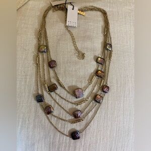 White House‎ Black Market Multi Chain Layered Necklace with Shells New